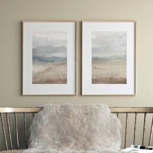 Set of 2 Prints, Abstract Landscape Prints, Neutral Watercolor Wall Art, Minimalist Landscape Set, DIGITAL DOWNLOAD - GA193D