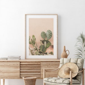 Kaktus Druck, Kaktus Wandkunst, Wüsten Architektur druckbare Wandkunst, Boho Kaktus Druck, Vintage Pastell Wüsten Kunst, digitaler Download-DE021