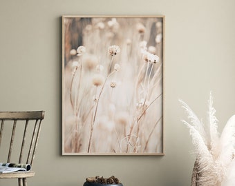 Muted Meadow Print: Minimal Botanical Nature Wall Art, Digital Download | FL140