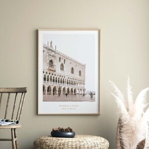 Framed Venice architecture print above a sofa in a stylish living room. The timeless stone arches add sophisticated Italian charm and travel-inspired ambiance. Instant digital download, ready to frame.