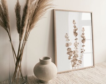 Dried Eucalyptus Print: Earth Tone Botanical Wall Art, Digital Download | SE09