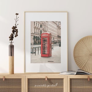 London City Print, London Wall Art, Europe Travel Print, Red Telephone Box Poster, London City Photo, Digital Download - LD103