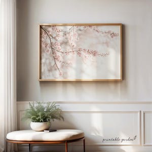Cherry Blossom Branch Print, Soft Botanical Horizontal Wall Art, Digital Download, FL144L
