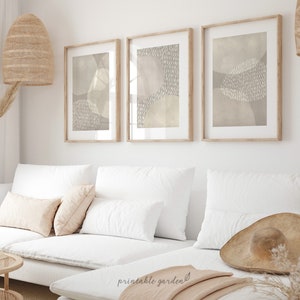 Neutral Set of 3 Prints, Beige Watercolor Prints Set, Neutral Tones Printable Wall Art, Minimalist Abstract Art, DIGITAL DOWNLOAD - GA144T