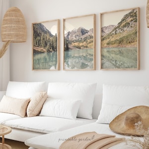 Conjunto de 3 láminas de paisajes americanos, arte mural fotográfico de las Montañas Rocosas, descarga digital - MF150