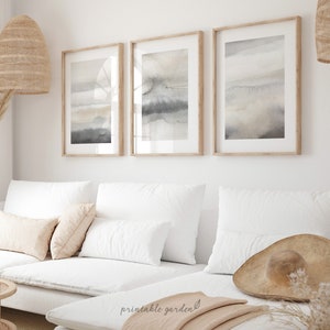 Minimalist Landscape Set of 3 Prints, Neutral Beige Landscape Wall Art, Watercolor Painting, Neutral Abstract Art, DIGITAL DOWNLOAD - GA187T