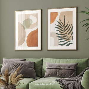 Conjunto de 2 impressões, arte de parede para impressão em tons neutros, decoração de parede abstrata moderna, conjunto de 2 impressões de formas neutras, DOWNLOAD DIGITAL - GA204D