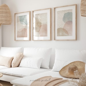 Neutral Pastel Tones Wall Art, Nursery Set of 3 Prints, Nursery Wall Art, Bedroom Wall Art, Living Room Wall Decor, INSTANT DOWNLOAD- GA139T