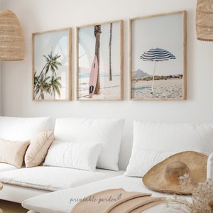 Beach Vibes Print Set: Coastal Palm Tree Wall Art (Digital Download) M166T