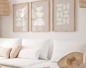 Neutral Boho Print Set: Beige Minimalist Wall Art (Digital Download) GA225T