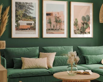 Ensemble d'art mural cactus : impressions pastel du désert, décoration bohème, téléchargement numérique | DE023T