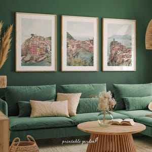 Cinque Terre Wall Art Set of 3: Italian Coastal Photography Prints, Digital Download - IT113T