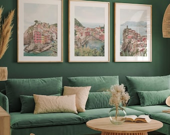 Cinque Terre Wall Art Set of 3: Italian Coastal Photography Prints, Digital Download - IT113T