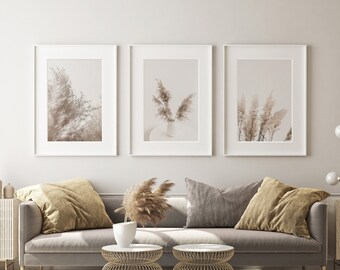 Neutral Tones Set of 3 Prints, Neutral Wall art, Summer Wall Decor, Modern Cottage Wall Art, Living Room Wall Art, DIGITAL DOWNLOAD - FL119