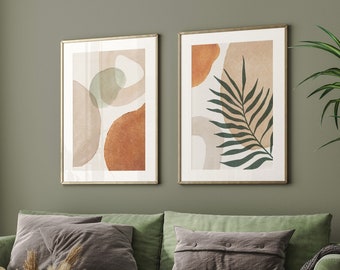 Set of 2 Prints, Neutral Tones Printable Wall Art, Modern Abstract Wall Decor, Neutral Shapes Prints Set of 2, DIGITAL DOWNLOAD - GA204D