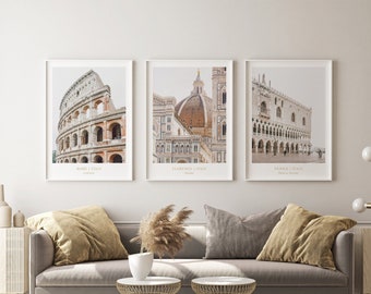 Italy Print Set of 3: Rome, Florence & Venice Architecture, Digital Download | IT141T