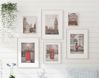 London Wall Art Set of 6 Prints, London City Print Set, Travel Prints Set, London Photo, Europe Travel Prints, Digital download - LD108