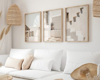 Neutral Set of 3 Prints, Greece Prints Set of 3, Greece Wall Art, Santorini Greece Wall Art, Neutral Wall Decor, DIGITAL DOWNLOAD - MD128