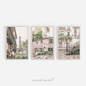 Paris Gallery Wall Set of 3: Neutral Aesthetic French Prints, Digital Download | P04T
