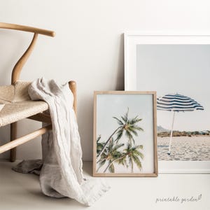 Beach Set of 2 Digital Prints, Beach Themed Poster, Beach Cottage Decor, Palm Tree Print, Coastal House Wall Art, DIGITAL DOWNLOAD - M167D