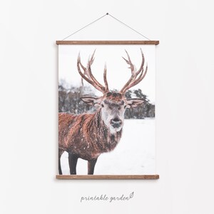 Winter Wall Art, Winter Forest Print, Winter Decor, Reindeer Print, Holiday Printable Wall Art, Christmas Decor, Digital Download - W005
