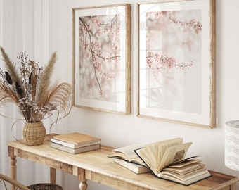 桜の枝のプリント2枚セット：桜ボタニカルウォールアート | FL146D