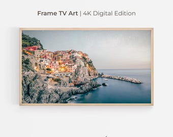 Cinque Terre Italy Night Scene: Coastal Village Frame TV Art 4K Digital Download | F25