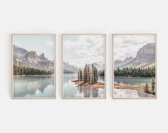 Moraine Lake Nature 3 Piece Wall Art. Nordic Mountain Prints