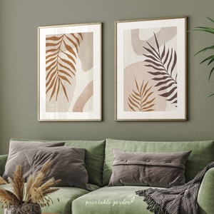 Abstract Botanical Print Set: Boho Palm Leaf Art, Digital Download ...
