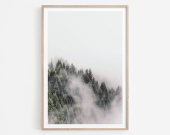 Forest Landscape Print, Landscape Photo, Mountain Print, Nature Wall Art, Foggy Mountains Print, Forest Printable Wall Art, Digital Download