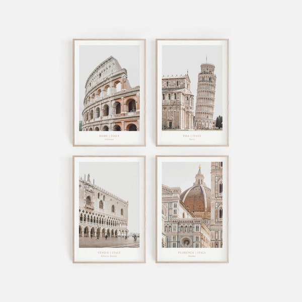 Italy Print Set of 4, Italy Wall Art, Venice Poster, Florence Print, Italy Printable Art, Italy Architecture, Digital Download - IT140