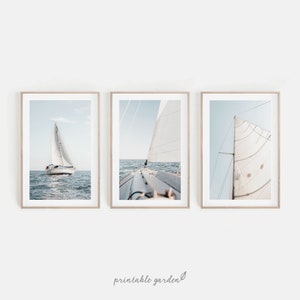 Nautical Set of 3 Prints, Sailboat Prints, Sailboat Photography, Summer Wall Art, Beach House Wall Art, Sailing Gift, DIGITAL PRINT