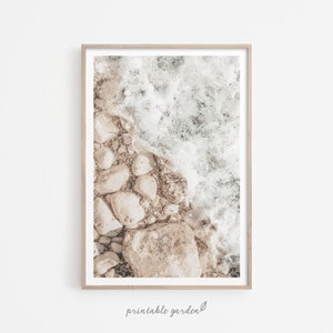 Neutral Beach Print: Ocean Wave Photography Digital Download | M140