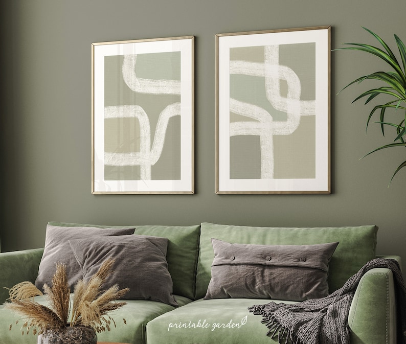 Sage Green Wall Art Sage Green Print Neutral Abstract Etsy