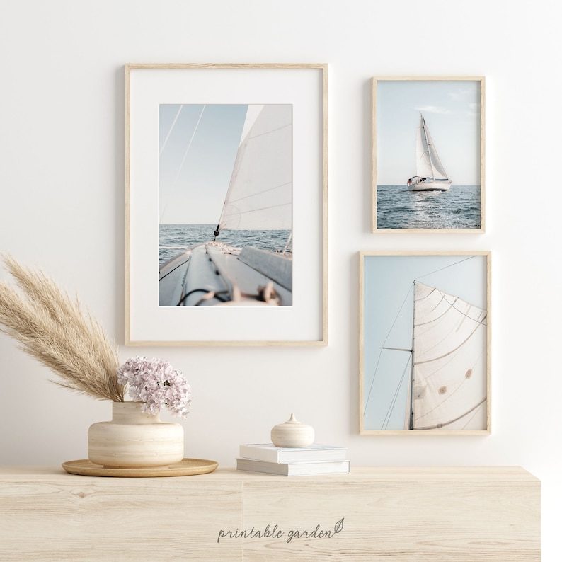 Nautical Set of 3 Prints, Sailboat Prints, Sailboat Photography, Summer Wall Art, Beach House Wall Art, Sailing Gift, DIGITAL PRINT