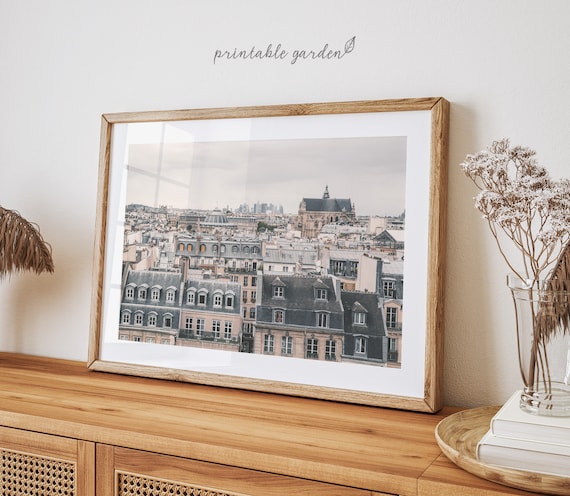 Paris Cityscape Landscape Print: Horizontal Skyline Wall Art | P09
