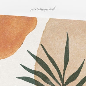 Digital Download, Tropical Palm Leaves, Minimal Leaf Print, Printable Wall Art, Boho Neutral Art, Greenery Art Print, Abstract Wall Art, Botanical Wall Art, Neutral Watercolor, Terracotta Wall Art, Living Room Wall Art, Guest Room, Earth Tones Print