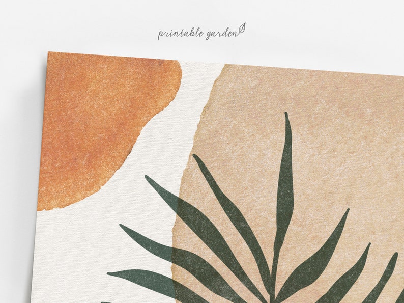 Digital Download, Tropical Palm Leaves, Minimal Leaf Print, Printable Wall Art, Boho Neutral Art, Greenery Art Print, Abstract Wall Art, Botanical Wall Art, Neutral Watercolor, Terracotta Wall Art, Living Room Wall Art, Guest Room, Earth Tones Print