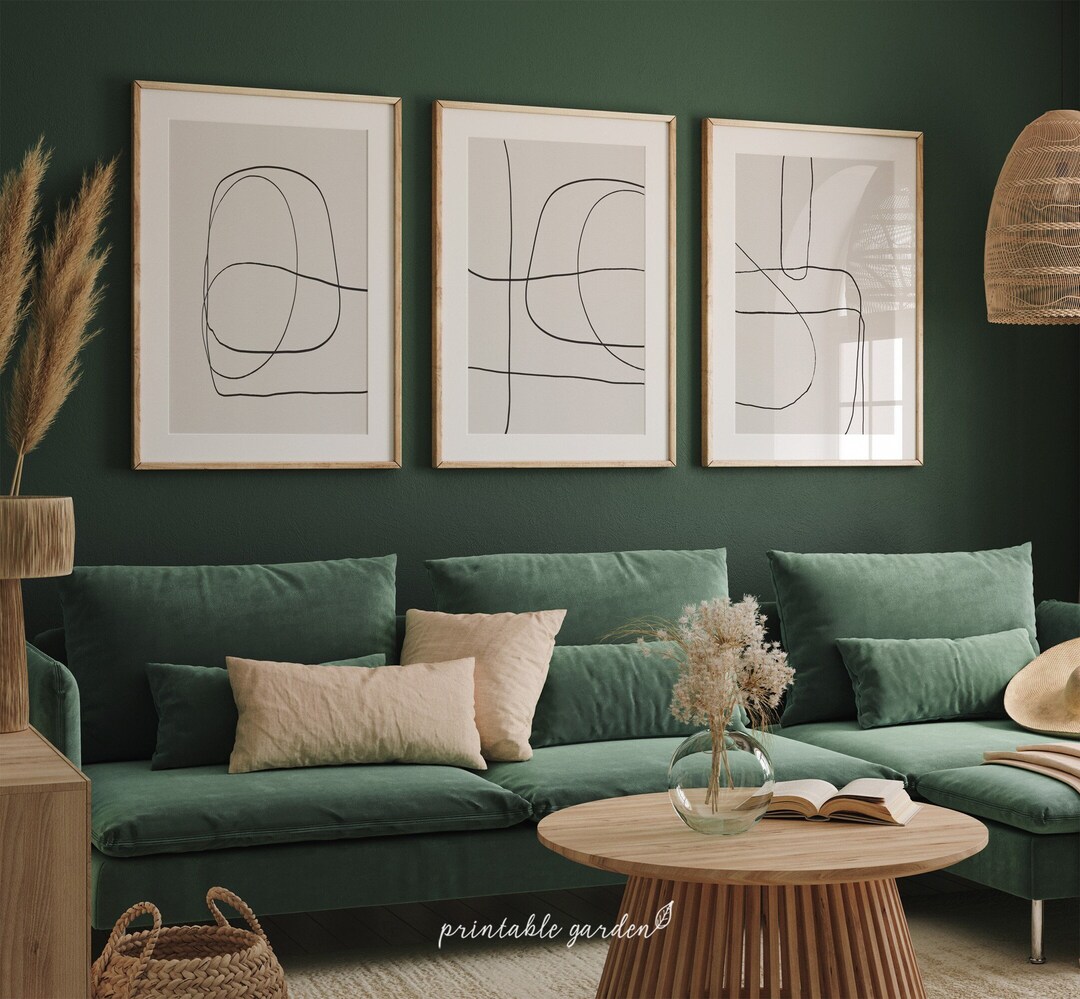 Minimalist Abstract Prints Set of 3, Neutral Abstract Wall Art, Modern