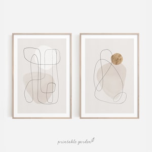 Set di stampe astratte neutre, set di 2 stampe beige minimaliste, arte murale beige neutra, arte murale per soggiorno, DOWNLOAD DIGITALE - GA123D