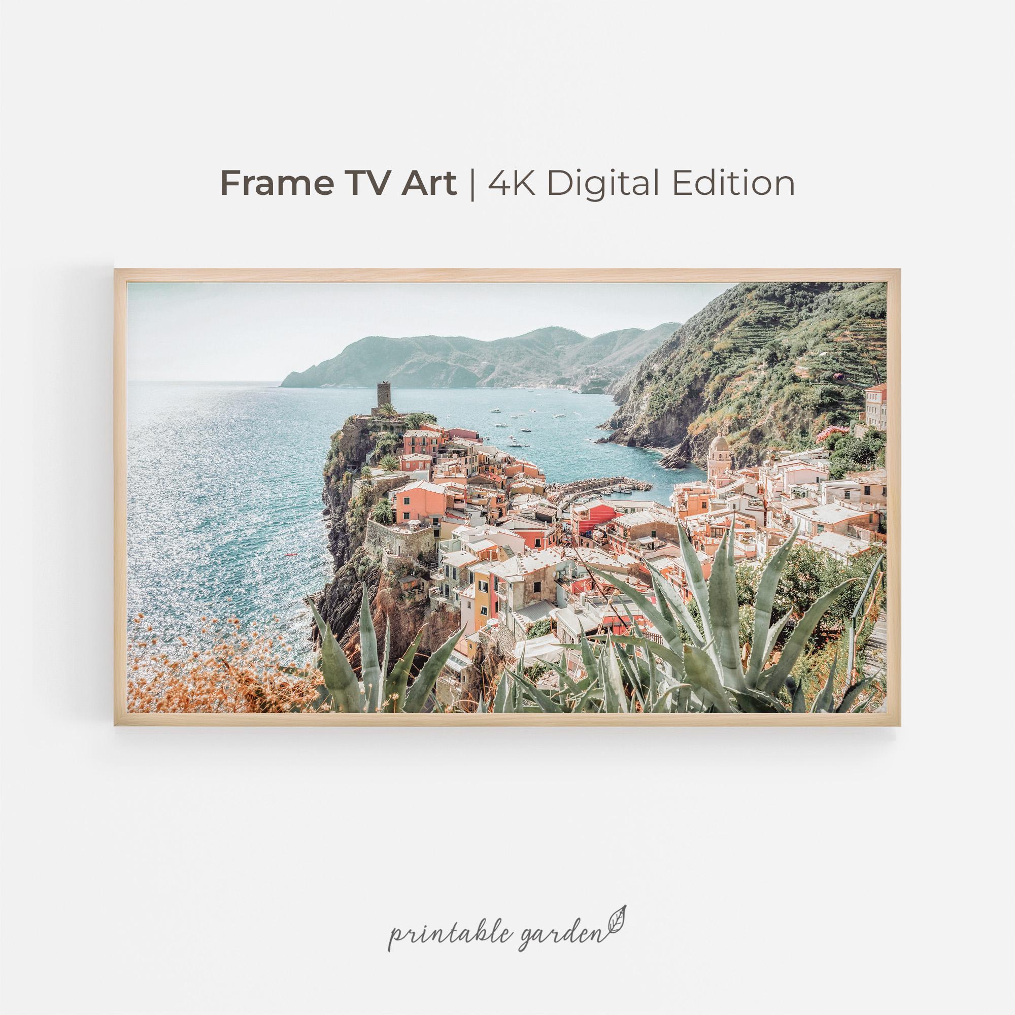 Cinque Terre Italy Frame TV Art: Coastal Mediterranean Landscape