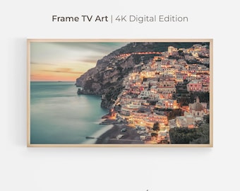 Positano Italy Night Scene: Amalfi Coast Frame TV Art 4K Digital Download | F28
