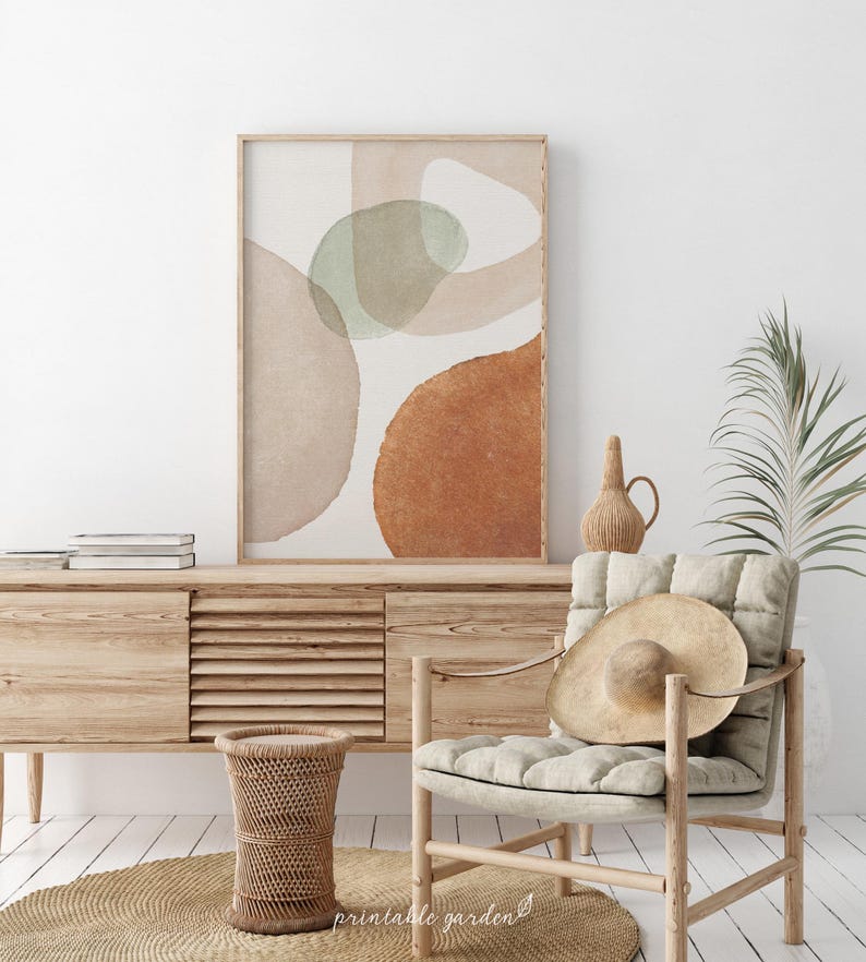 Boho Palm Leaf Prints: Abstract Botanical Set in Earth & Green Tones | GA204D image 10