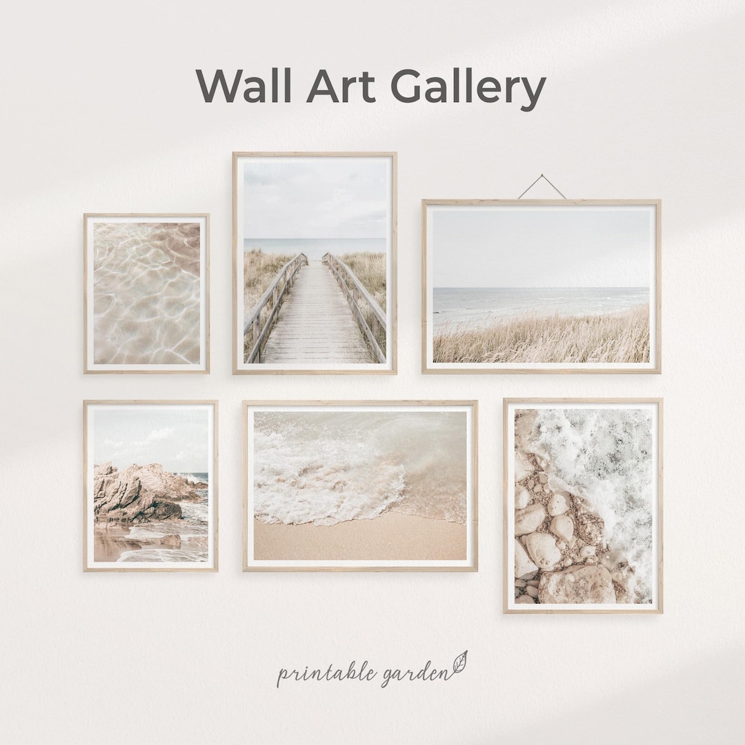 Soft Coastal Gallery Wall Set of 6: Beach & Ocean Neutral Prints | G108 ...