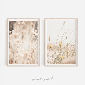 Neutral Set of 2 Prints, Neutral Wall Art, Wildflowers Prints, Rustic Wall Art, Cottage and Farmhouse Wall Art, DIGITAL DOWNLOAD - FL142