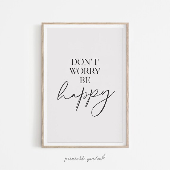 Don't Worry Be Happy Poster Inspirational Poster Yoga | Etsy