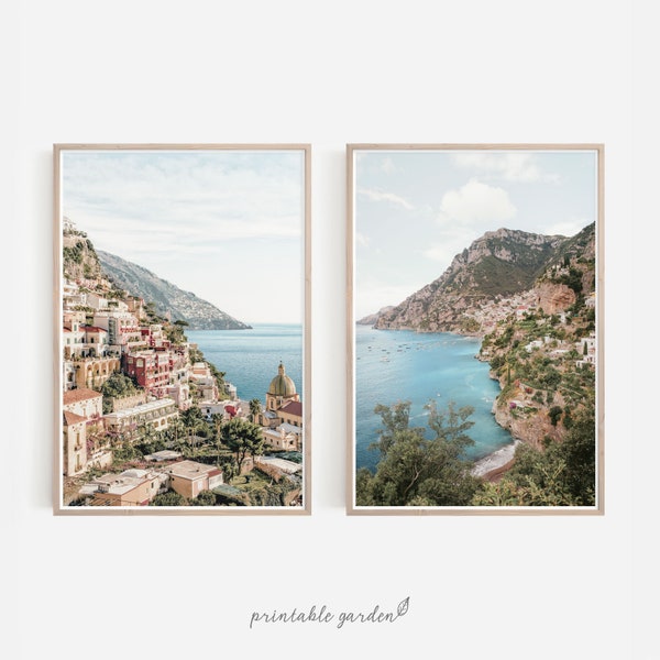 Italy Wall Art, Positano Print Set, Positano Amalfi Set of 2 Prints, Amalfi Coast Wall Art, Positano Wall Art, Digital Download - IT155