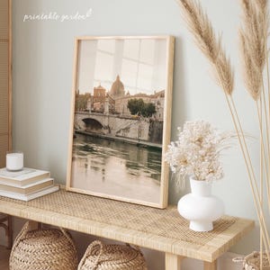 Rome printable wall art with understated tones and classic city view. Digital download for stylish and versatile décor, perfect for entryways, bedrooms, or minimalist gallery displays.