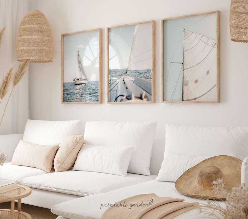 Nautical Set of 3 Prints, Sailboat Prints, Sailboat Photography, Summer Wall Art, Beach House Wall Art, Sailing Gift, DIGITAL PRINT