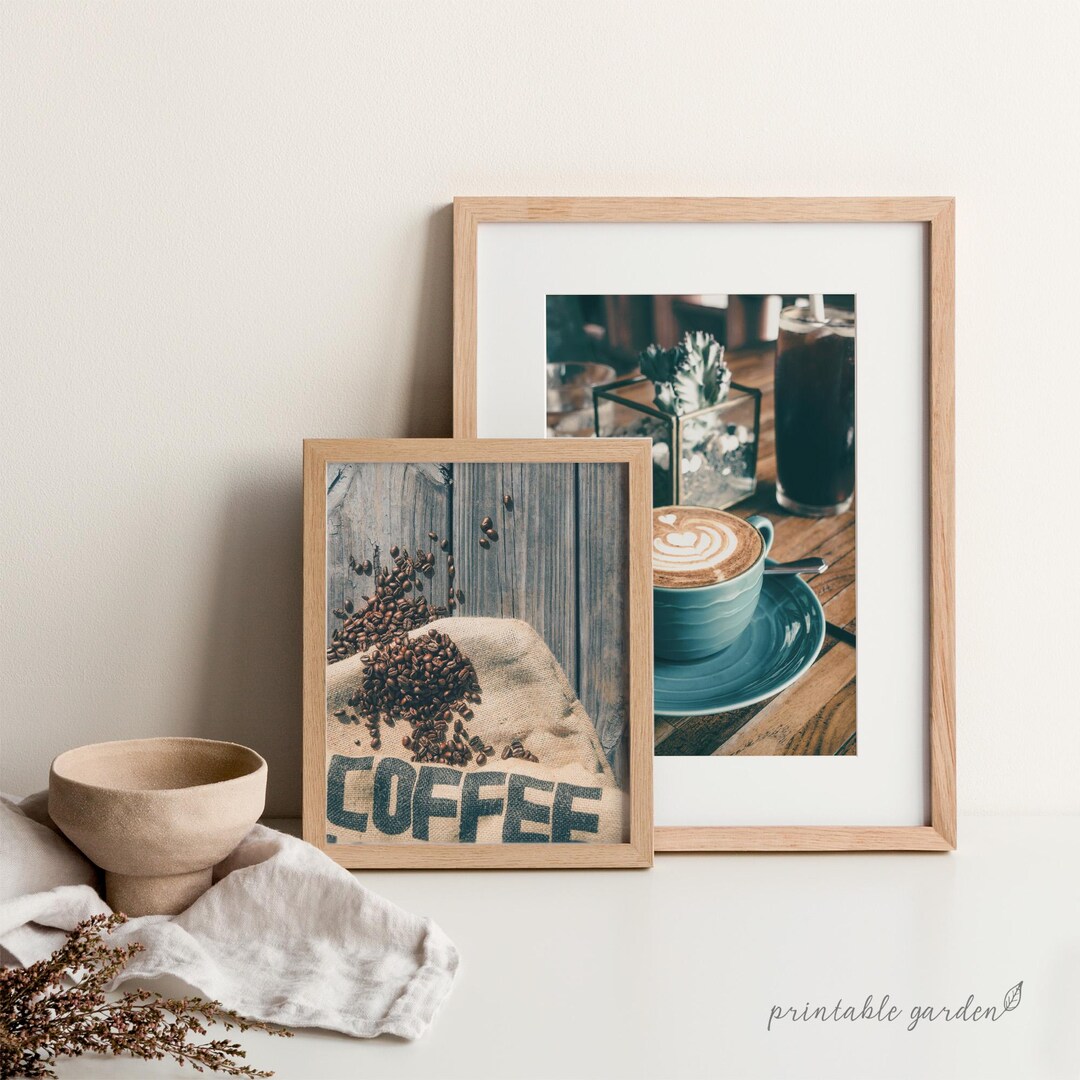 set of 6 kitchen prints coffee print set kitchen art... Rustic Coffee Print Set, Cozy Kitchen Cafe Wall Decor (digital Download ...